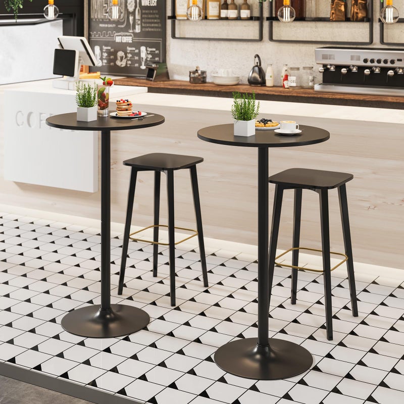 Giantex Two-in-one Bar Table with Detachable Pole, Metal Base, 24" Round Top, 40"/22" Two Convertible Height, Cocktail Table, Coffee Table, Pub Table for Dining Room, Restaurant, Kitchen (1, Black) - Image 5
